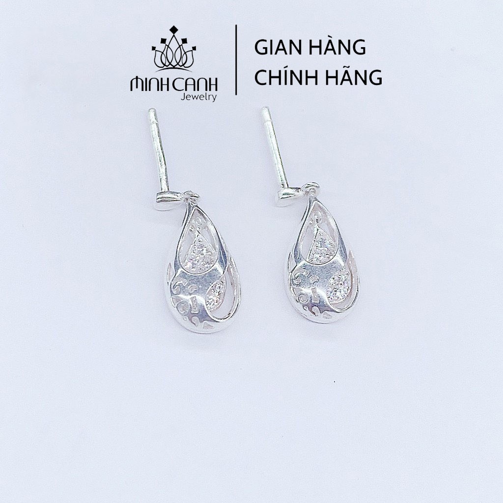Bông Tai Bạc Giọt Nước Bọc Đá - Minh Canh Jewelry