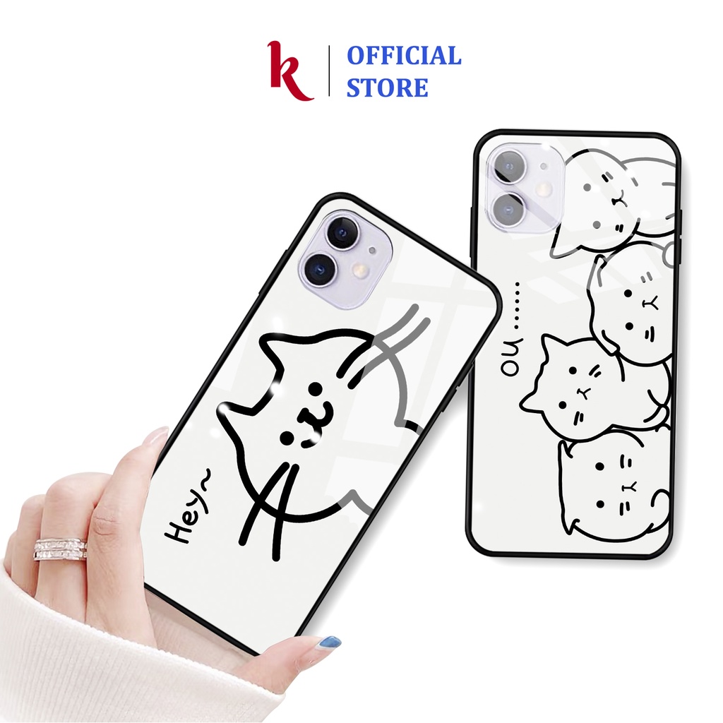 Ốp lưng iphone kính cao cấp đại hội mèo con case 14plus 14 pro max 13 12 promax 11 mini 6 6s 7 8 plus x xr xs Se