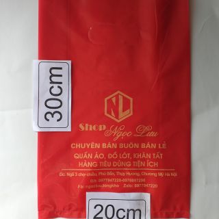 Túi shop quai hột xoài  ( túi PE bóng dẻo màu đỏ cờ in theo yêu cầu  )