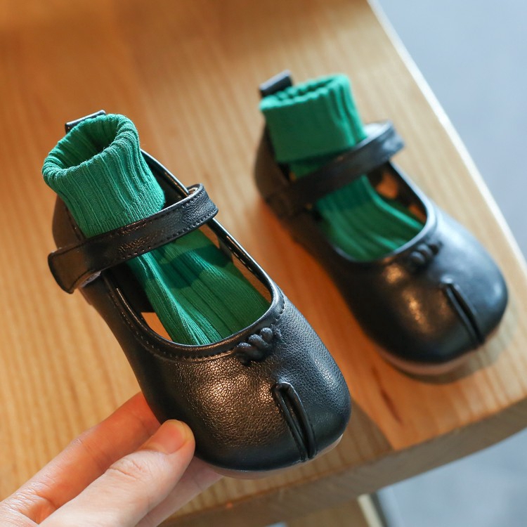 Giày Da Mềm Quai Dán Phong Cách Hàn Quốc Cho Bé Gái 2-6 Tuổi