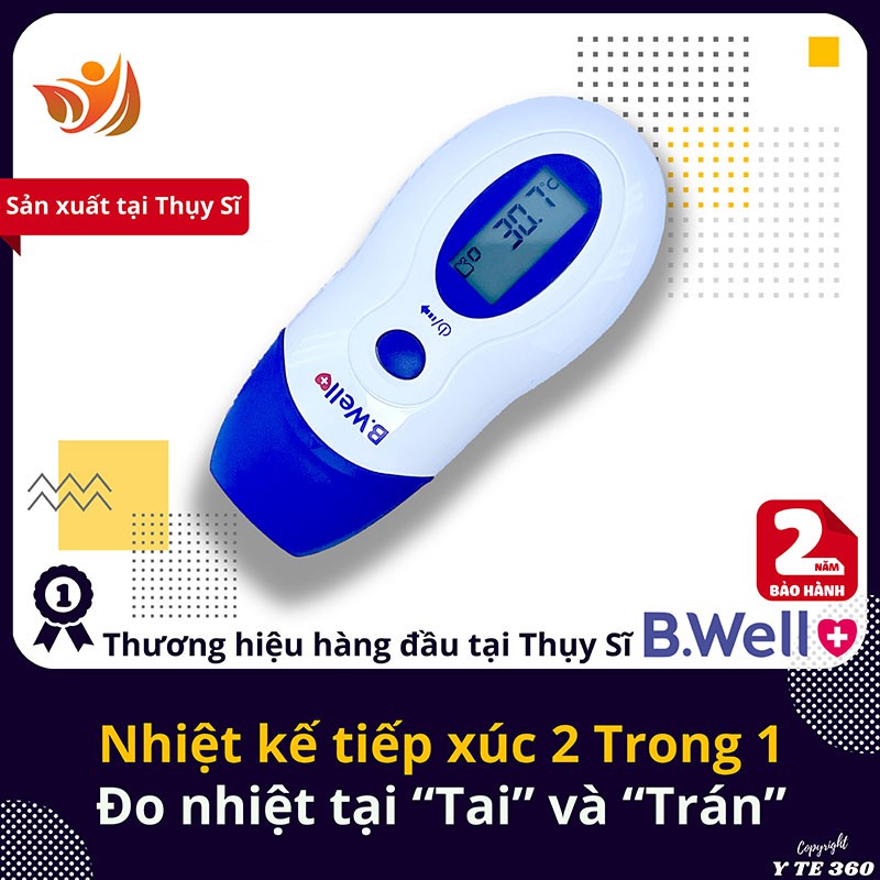 Nhiệt kế điện tử hồng ngoại đo tai trán nhiệt độ cơ thể phòng nước thức ăn b.well wf 1000 - bwell y tế 360