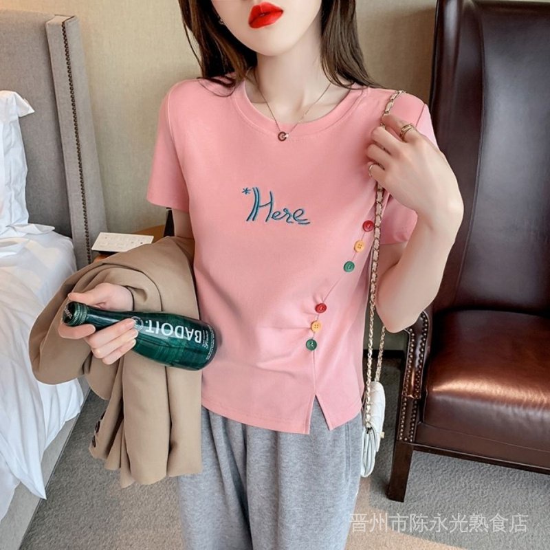áo phông nữ tay ngắn áo kiểu áo phông đầm áo thun áo sơ mi nữ áo croptop nữ áo thun nữ áo phông nữ thời trang tazini áo polo nữ unisex Áo Thun Ngắn Tay Dáng Ôm Thêu Họa Tiết Nhiều Màu Sắc Thời Trang Mùa Hè Hàn Quốc 2022 Mới Cho Nữ