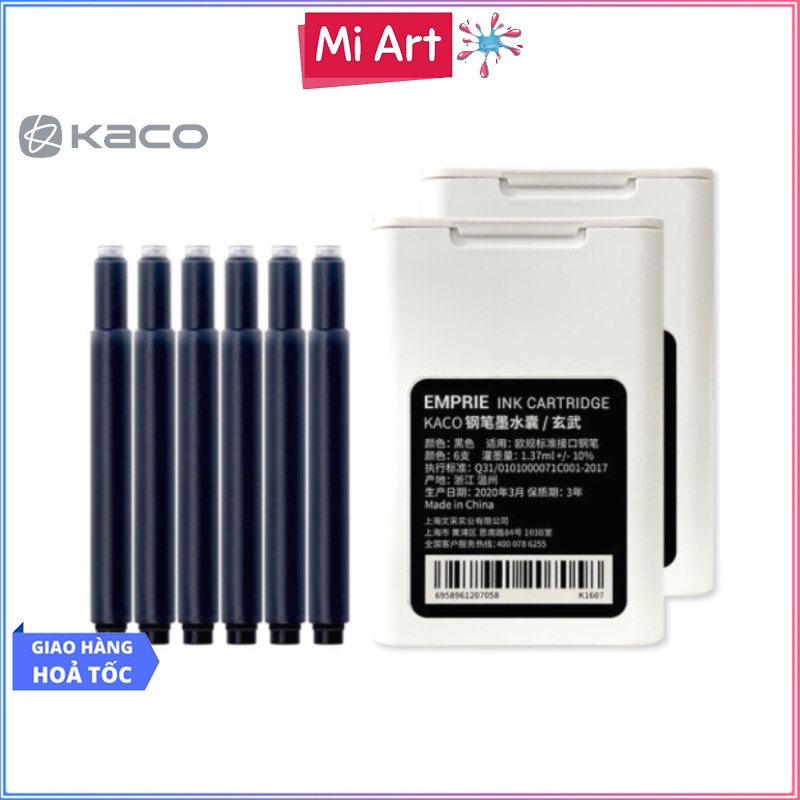 Hộp 6 Ống mực ĐEN thay thế cho bút máy KACO