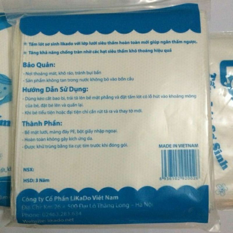[Chất Lượng] Tấm Lót Sơ Sinh LIKADO - Gói 30 Tờ - Mềm mại, thấm hút tốt - Không kích ứng da