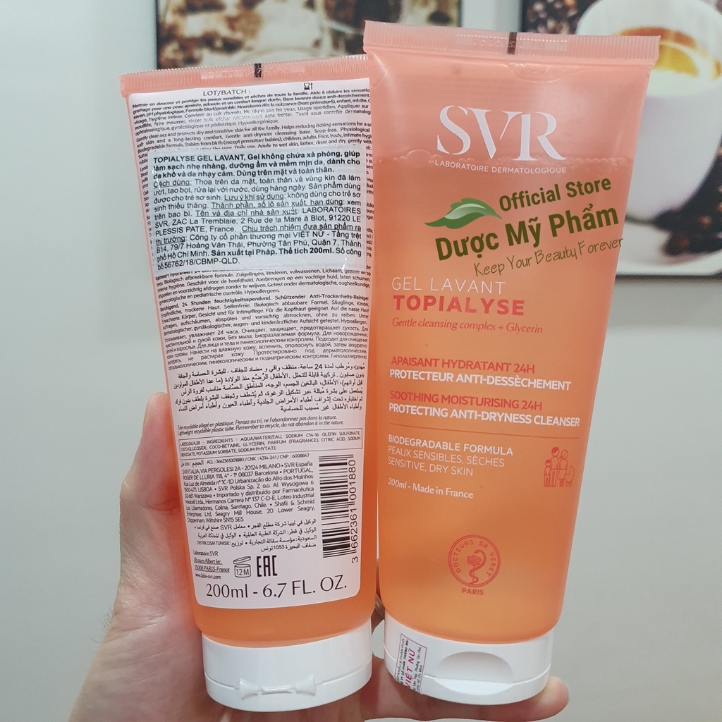 Sữa rửa mặt cho da khô, da nhạy cảm SVR Topialyse Gel Lavant - không chứa xà phòng 55ml 200ml