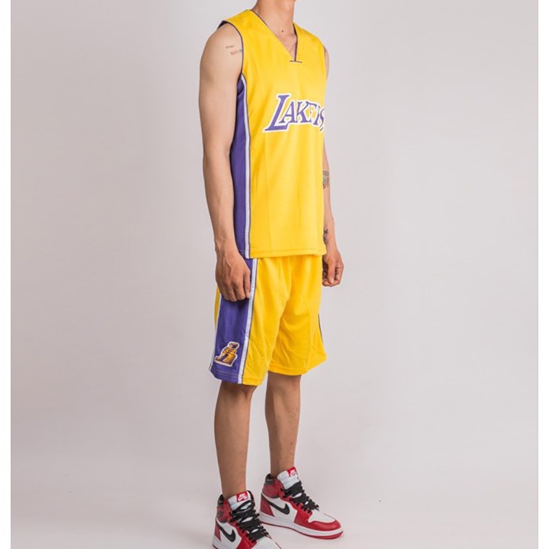 Bộ quần áo thể thao bóng rổ nam nữ NBA Los Angeles Lakers trơn không số Thoáng mát, thấm hút tốt mồ hôi