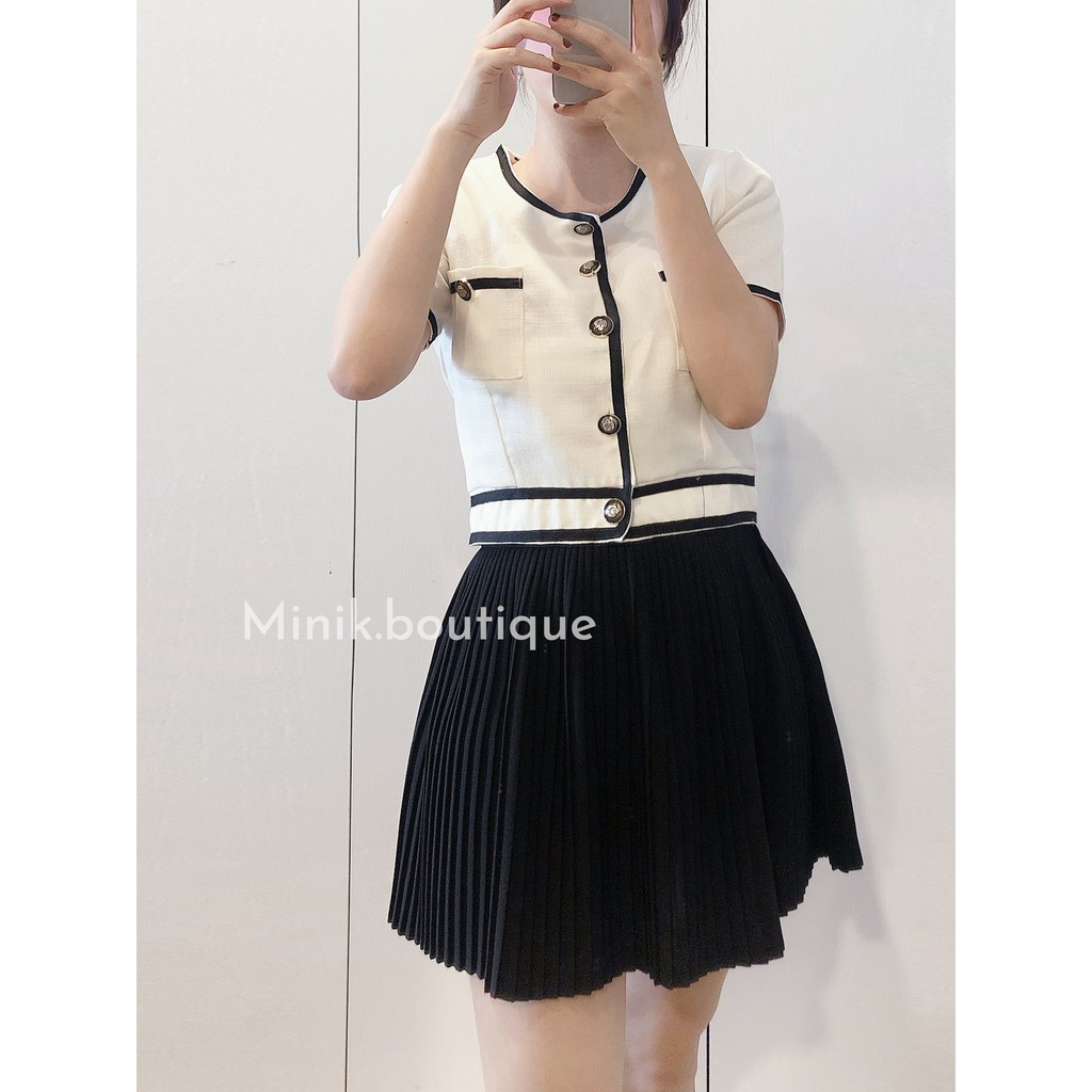 Áo tweed mỏng viền đen - miniK boutique - chuyên bán buôn, bán lẻ hàng Quảng Châu, nhập Hàn Quốc
