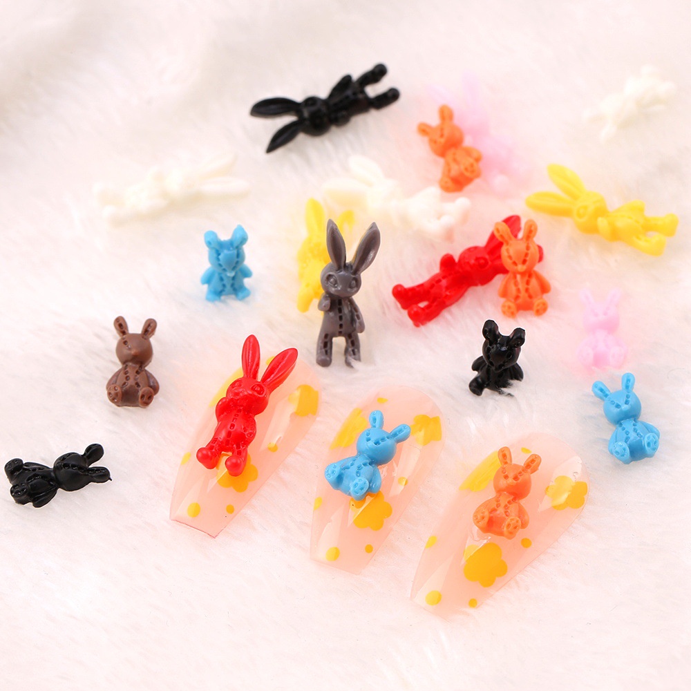Bộ 50 Con Mực Trang Trí Móng Tay 3D Hình Thỏ Halloween Dễ Thương