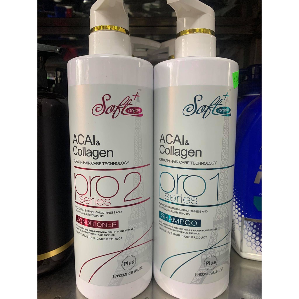 Cặp Dầu Gội Xả Acai & Collagen Argan Soft+ 800ml x2