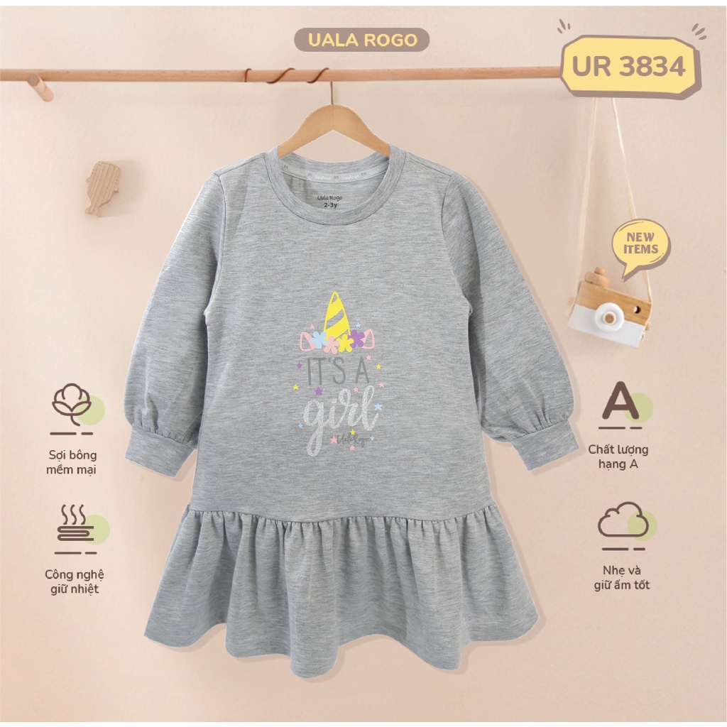 [FULL] - Váy bé gái Ualarogo 6M - 9Y vải cotton mềm mại giữ nhiệt kiểu dáng siêu dễ thương