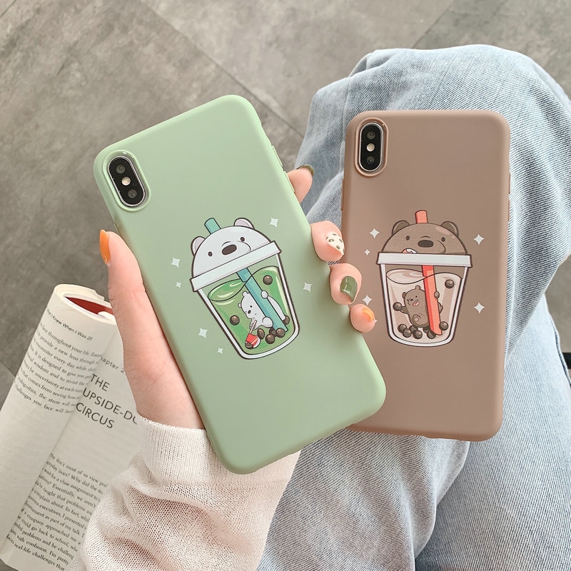 ST| COD&Ready Stock】Couple Milk Tea Bear Case For Samsung Galaxy J2 J3 J5 J7 Prime Pro A5 A7 2017 A20 A30 A30s A50 A50s Case