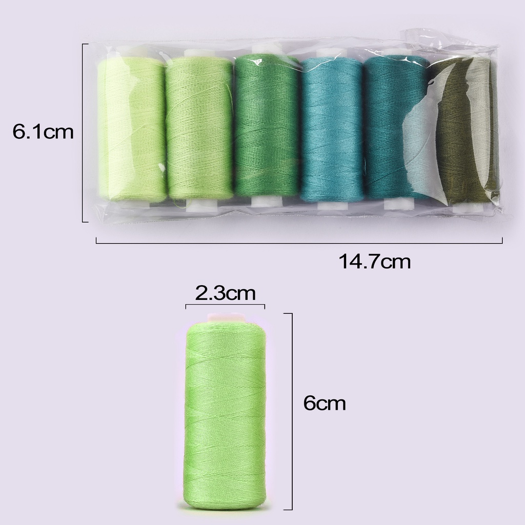 6 màu/bộ sợi may cuộn máy thêu tay 400 yard mỗi cuộn 100% polyester bền gia đình may kit