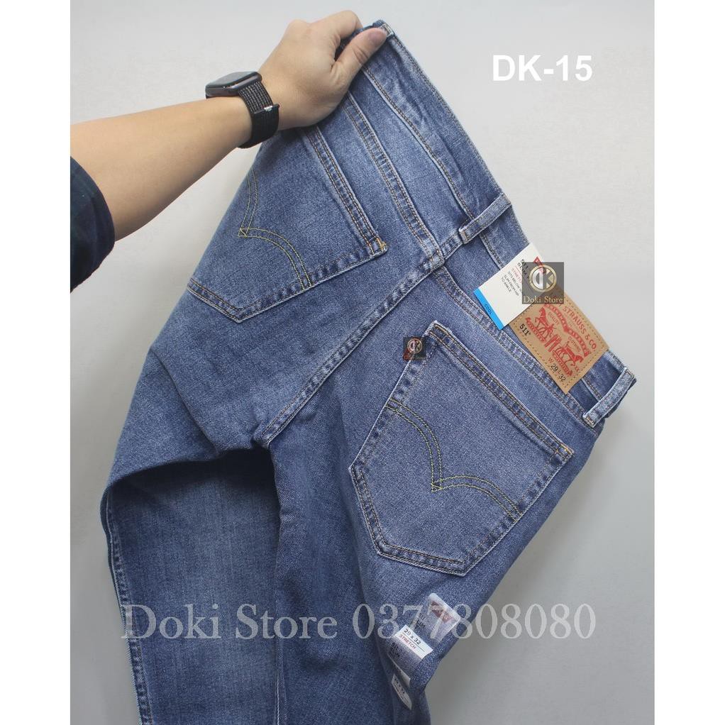 Quần Jean Nam Cao Cấp Màu Xanh Đậm DK-15, Quần bò nam dáng ôm, chất vải co giãn thoải mái - Doki Store