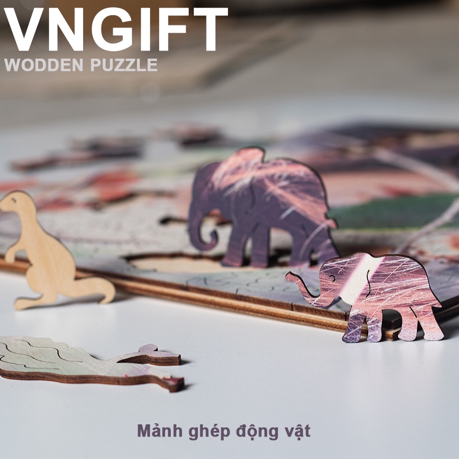 Bộ PuzzleTranh gỗ xếp ghép hình theo yêu cầu VN GIFT – Chủ đề animals các loài vật