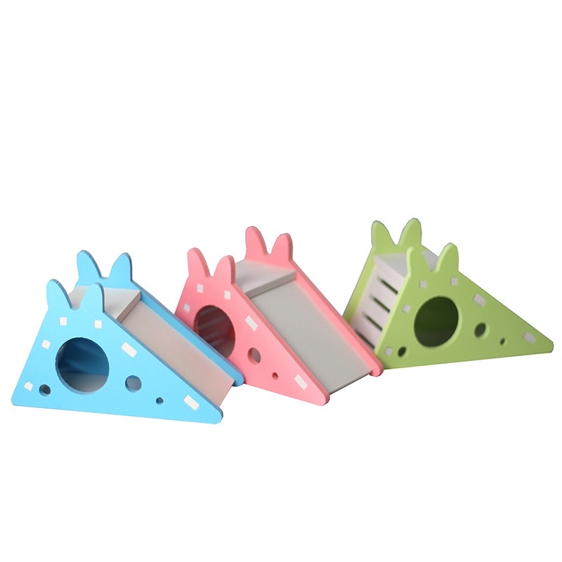 Nhà cầu trượt tai thỏ, gỗ lắp ráp. Nhà ngủ cho hamster