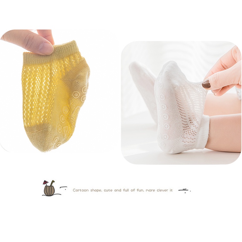 Vớ Cotton Chống Trượt Phối Lưới Cho Bé Sơ Sinh