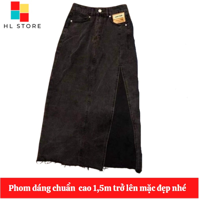 Chân Váy Denim Lưng Cao Xẻ Tà Quyến Rũ Cho Nữ | BigBuy360 - bigbuy360.vn