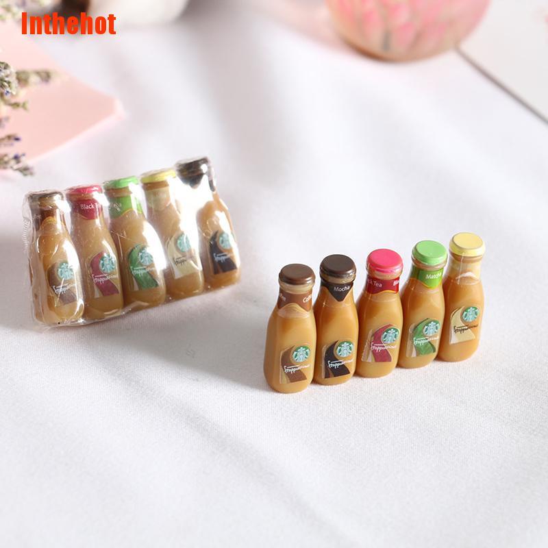 Bộ 1 / 5 Mô Hình Bình Cà Phê Bằng Nhựa Resin Tỉ Lệ 1 / 12 Dễ Thương