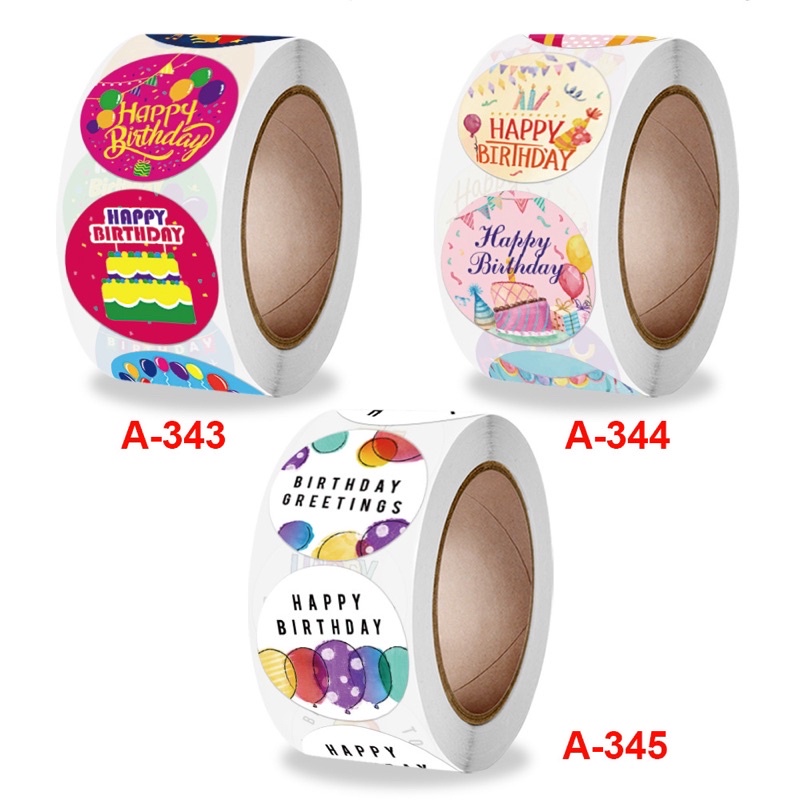 Set 100 tem dán/ nhãn dán Happy Birthday size 2.5 cm