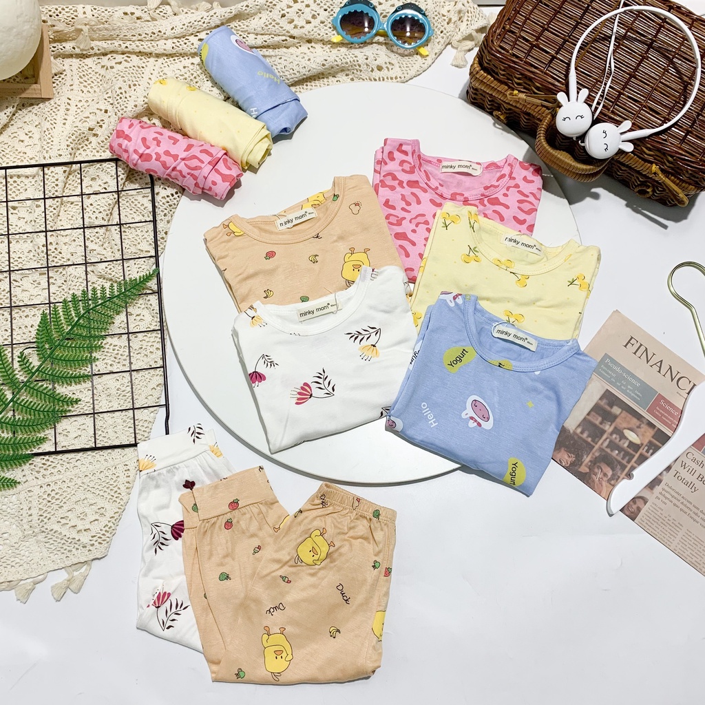 [SALE] Bộ Quần Áo Bé Gái, Bé Trai Minky Mom Hoạ Tiết Báo Hồng, Bộ Dài Tay Thun Lạnh Cho Bé Mặc Nhà Thu Đông MKMTD2233