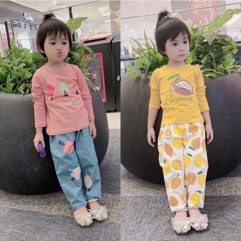 Bộ Hoa Quả Cho Bé Từ 10-32kg Chất cotton mềm mịn❤️Bộ Quần áo dài bé gái