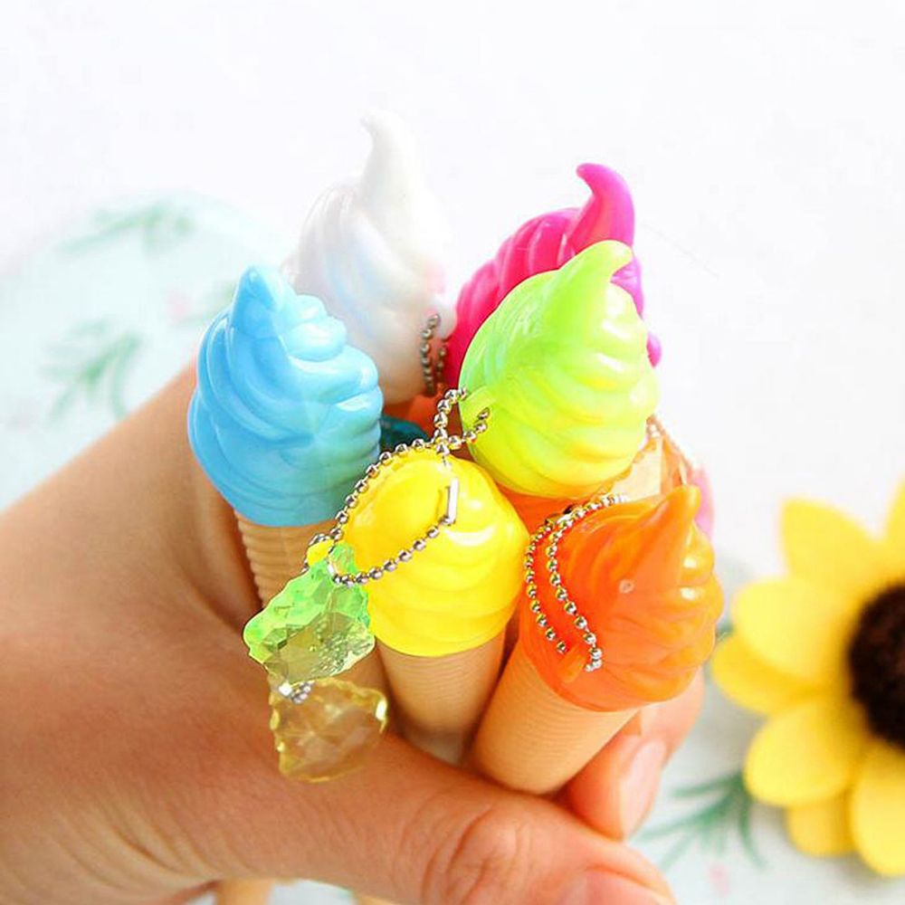 Bút mực gel phối hình cây kem gắn dây treo dễ thương sáng tạo dành cho học sinh