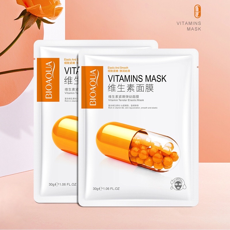 Mặt nạ giấy dưỡng trắng da cấp ẩm nước Vitamin da dầu mụn sáng da mask BIOAQUA nội địa Trung | BigBuy360 - bigbuy360.vn
