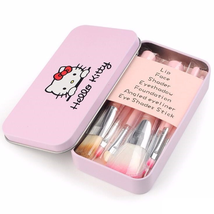 Bộ cọ trang điểm hello kitty có 7 dụng cụ màu hồng đi kèm với hộp đựng cẩn thận duyanh2015 | BigBuy360 - bigbuy360.vn