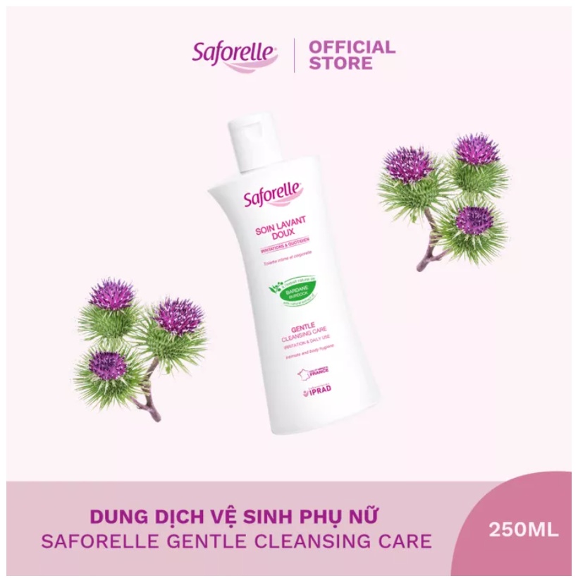 Dung dịch vệ sinh phụ nữ Saforelle Gentle Cleansing Care cao cấp thành phần tự nhiên làm sạch nhẹ dịu 250ml
