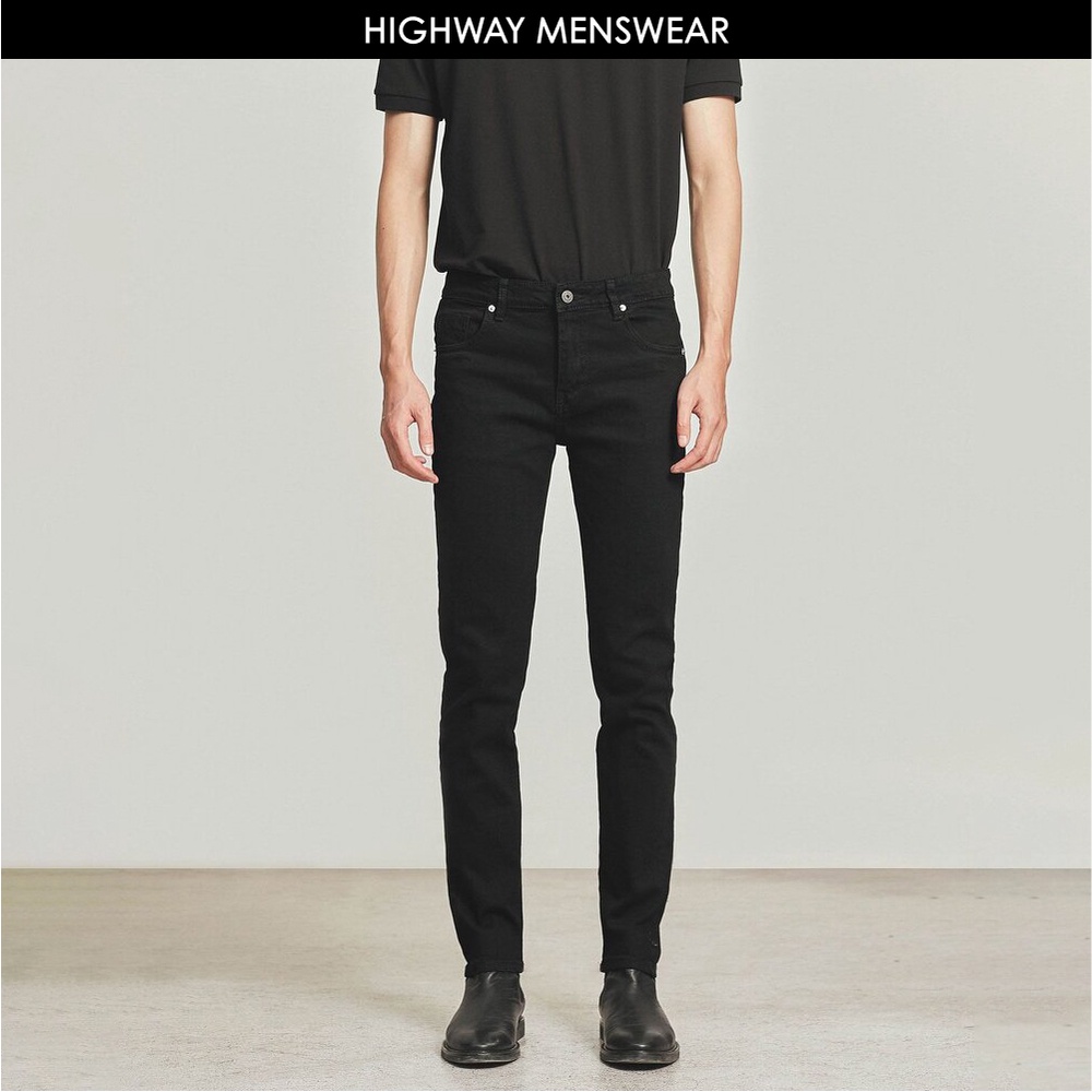 Quần jeans nam slimfit co giãn Highway (Menswear) Kai đen trơn