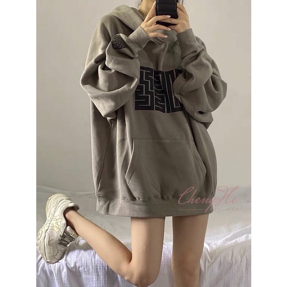 Áo hoodie liền mũ dáng rộng oversize hoạ tiết độc đáo/ áo nỉ kèm túi phong cách cá tính  A00131