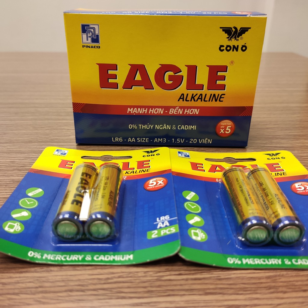 Đôi Pin con ó AA Alkaline Eagle, Pinaco, 1.5V, dung lượng cao