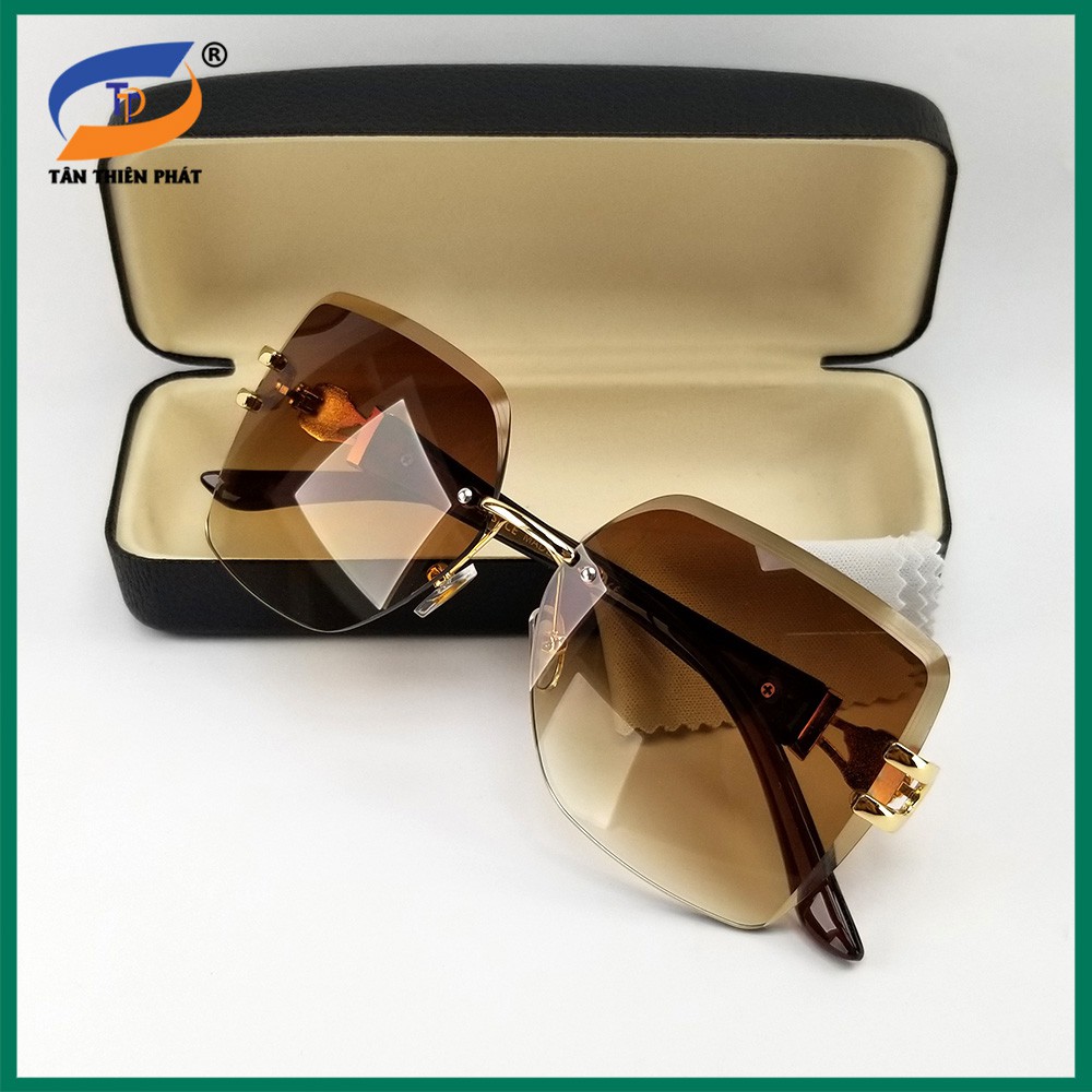 Mắt kính mát nữ thời trang  6833 - Kính nữ ốc ôm mắt chống bụi, chống nắng và tia UV. không viền màu đen khói, nâu trà | BigBuy360 - bigbuy360.vn