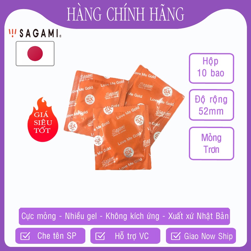 Bao cao su Sagami Nhật Bản Love Me Orange siêu mỏng hộp 10 cái