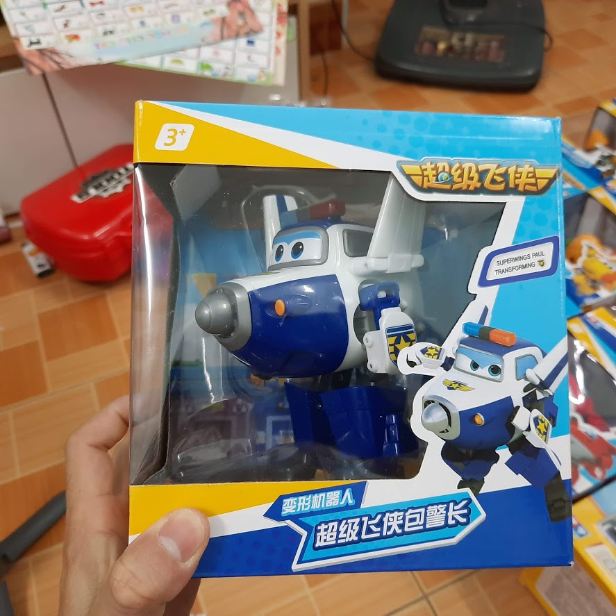 Đồ chơi super wings robot biến hình máy bay cỡ lớn nhân vật cảnh sát Paul