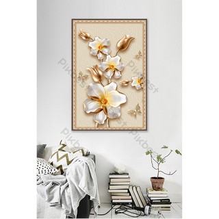 Tranh dán tường Tranh 3D dán tường ALONe Hoa Nhủ Vàng Cánh Bướm MS625661