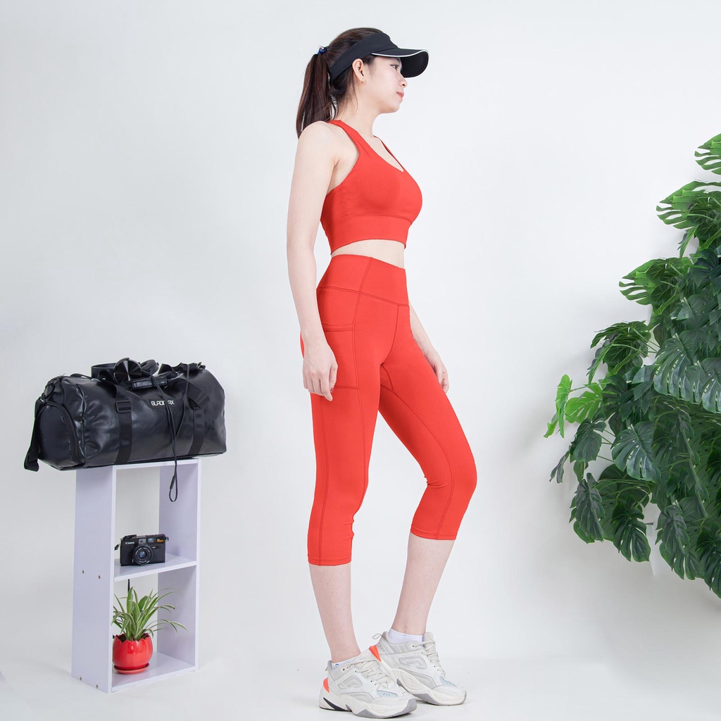 Bộ đồ thể thao Gladimax Bra Dây Chéo To B07 & Leggings S-Genmax G07 có túi mặc đẹp đi tập, đi chơi,...