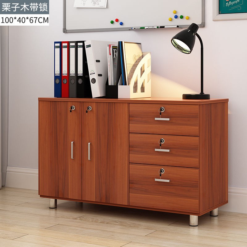 Tủ hồ sơ văn phòng bằng gỗ tài liệu phụ đựng máy in thấp có ngăn kéo Kho lưu trữ thể di chuyển đầu giường <