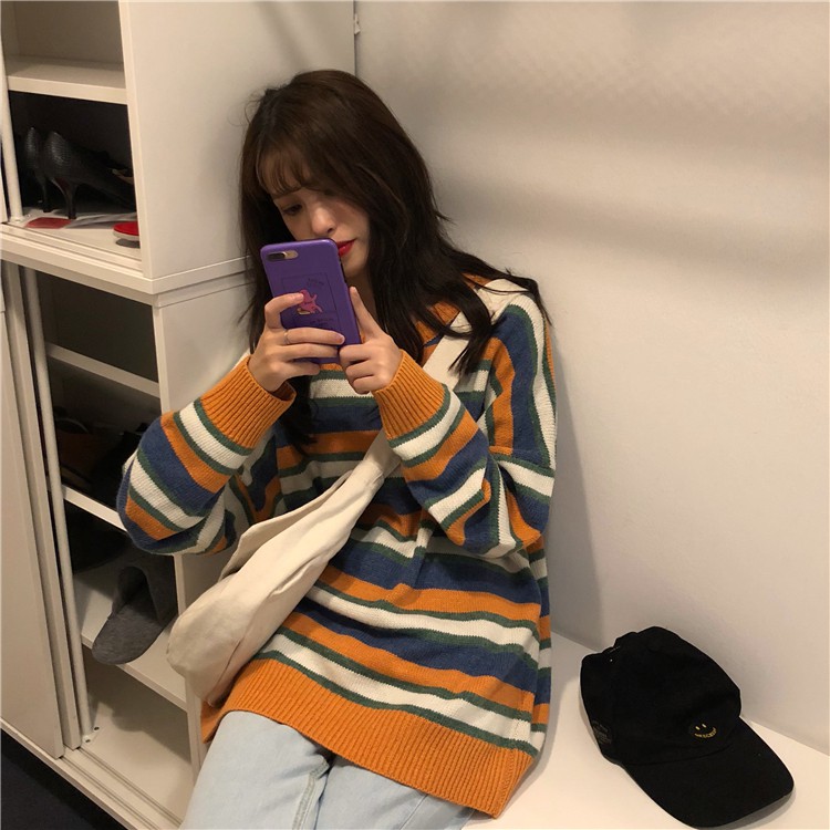 Áo len kẻ ngang màu sắc - MS72