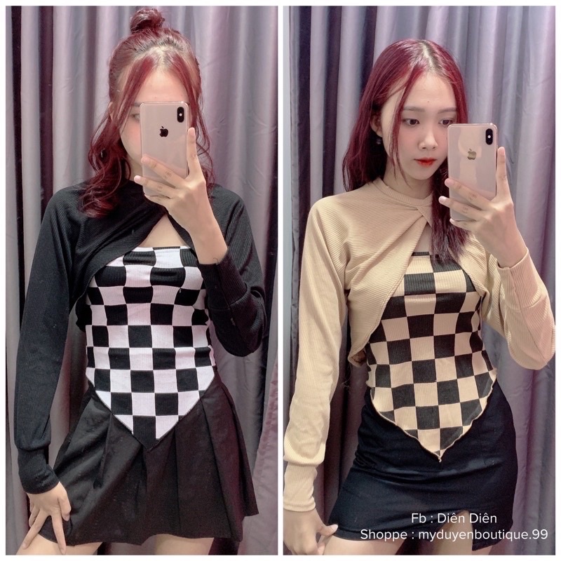 Set áo caro  phong cách trẻ trung năng động