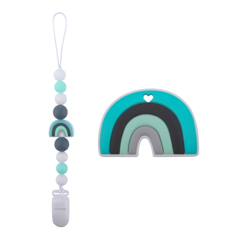 Bộ Kẹp Núm Ti Giả Bằng Silicon Màu Cầu Vồng Hoạt Hình Cho Bé Gái