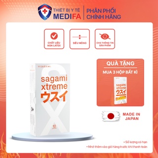 Bao cao su Sagami Xtreme Superthin siêu mỏng kiểu dáng truyền thống, Hộp 10 chiếc