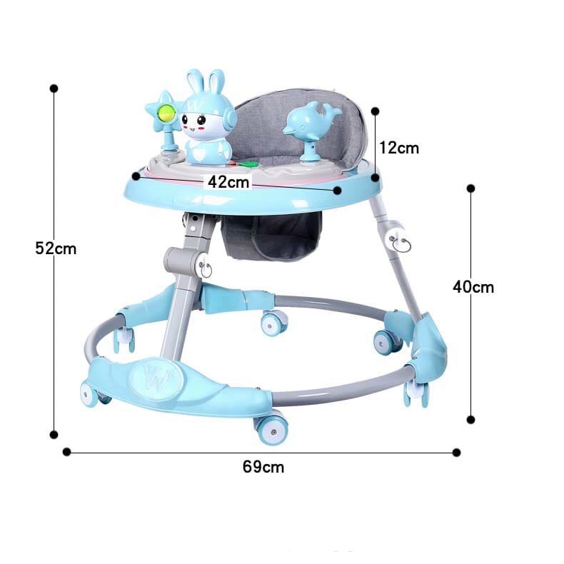 Xe Tròn Tập Đi Cho Bé 2In1 Baby Walker 619M Xe Nôi Quây Tròn 6 Bánh Xoay 360 Độ, Chắc Chắn - Có Kèm Nhạc, Đèn