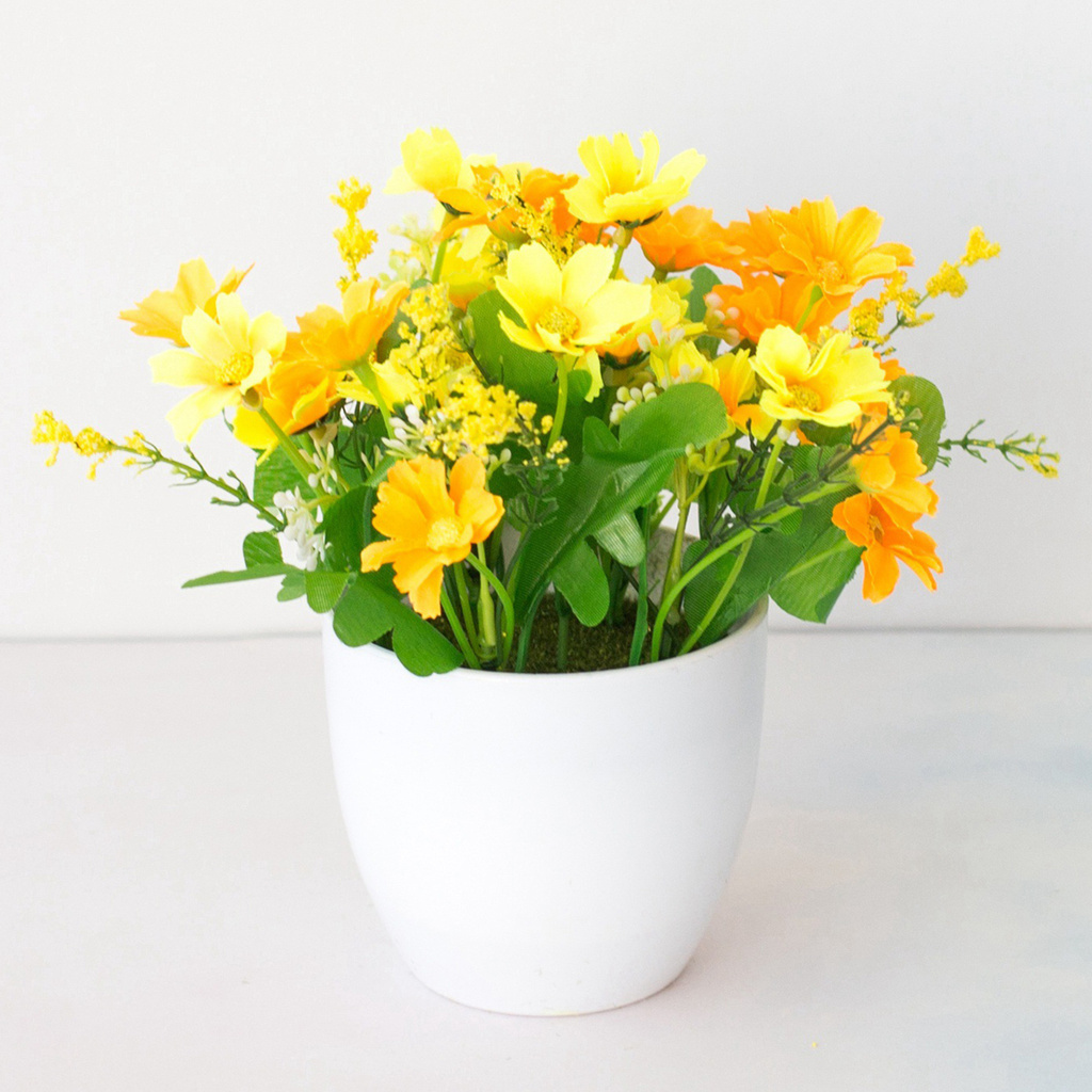 Chậu hoa giả nhiều màu sắc trang trí văn phòng/tiệc tiện dụng