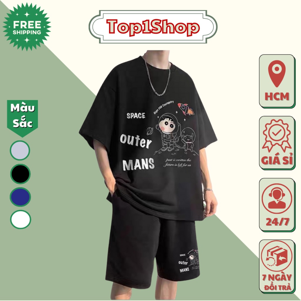 Set Bộ Mùa Hè Nam Áo Ngắn Tay Cổ Tròn In Chữ LXSU