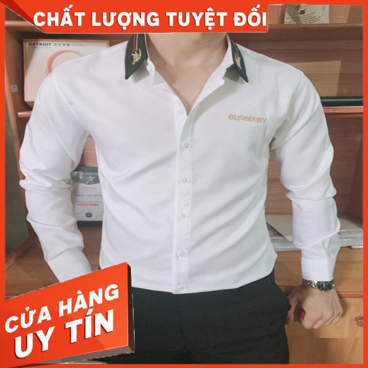 HÀNG CAO CẤP -  (HÀNG CAO CẤP) Áo sơ mi nam BBR CAO CẤP trơn, dài tay, vải lụa không nhăn không sù không bay màu - BÁN H