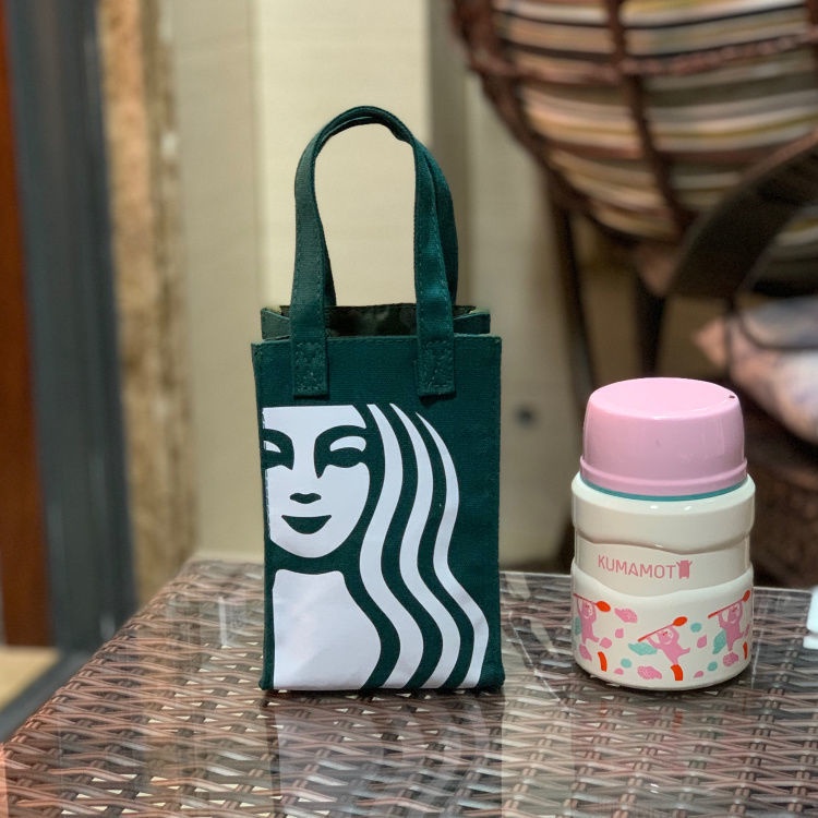 Túi Tote Vải Canvas Giữ Nhiệt In Hình Starbucks Đựng Đồ Uống Mang Đi Du Lịch Tiện Lợi