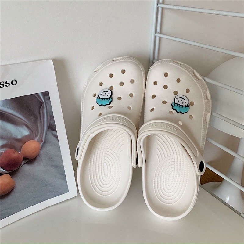 Dép sục nữ gắn sticker boy/girl chống nước thoải mái đi mưa sử dụng đi học đi chơi đi biển hot mùa hè 2021