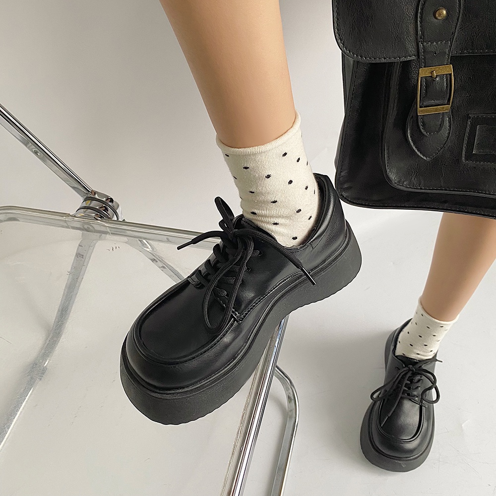 Giày Oxford Da Trơn Nữ Màu Đen Nâu Vintage GL02