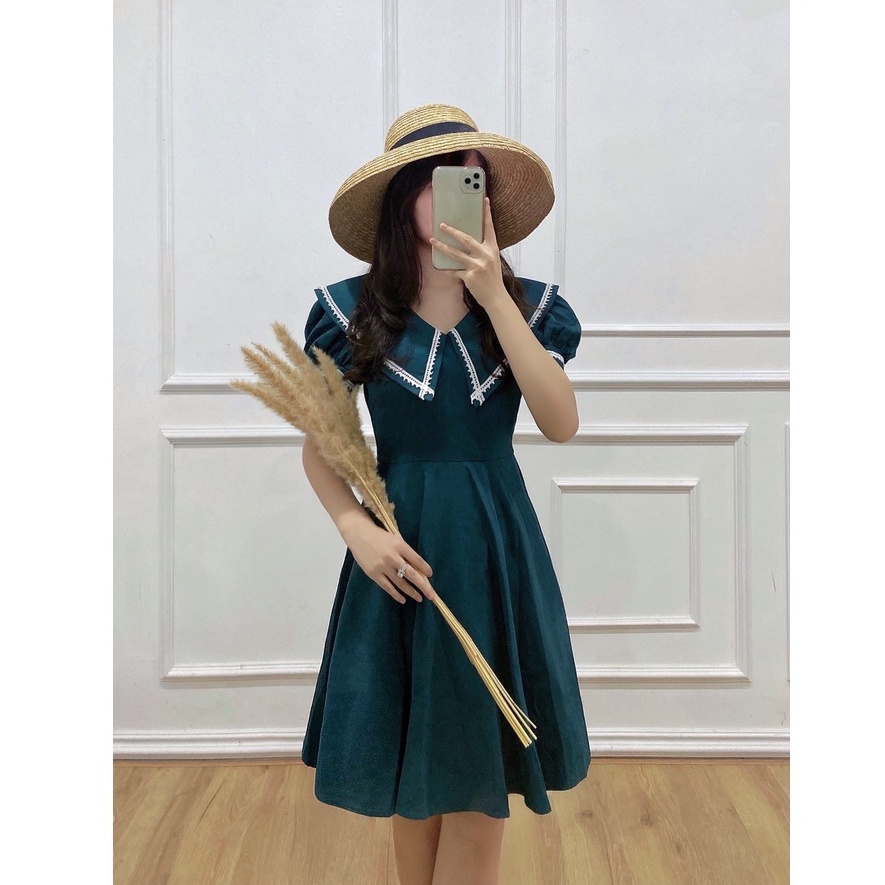 Đầm nữ dáng xòe, cổ cách điệu, nhẹ nhàng,  tiểu thư, thiết kế cao cấp TK Fashion - DK989